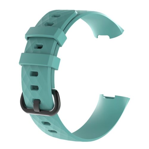 Geometric Pattern Soft Silicone Watchband Wrist Strap Replace Part for Fitbit Charge 4 / 3 - Cyan