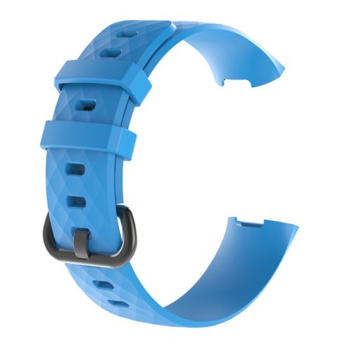 Geometric Pattern Soft Silicone Watch Band Strap Wrist for Fitbit Charge 4 / 3 - Baby Blue