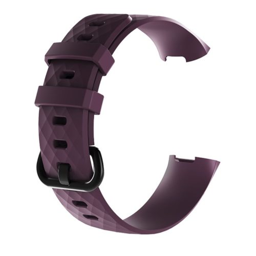 Geometric Pattern Soft Silicone Watchband Wrist Strap for Fitbit Charge 4 / 3 - Purple