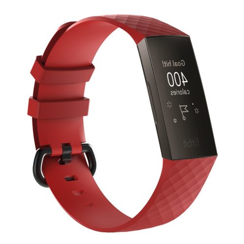 Flexible Silicone Replacement Wristwatch Band Strap for Fitbit Charge 3 - Size: L / Red