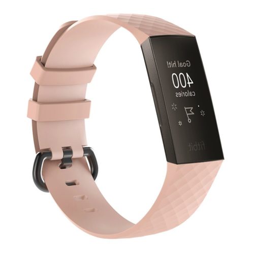 Flexible Silicone Replacement Wristwatch Band Strap for Fitbit Charge 3 - Size: L / Pink