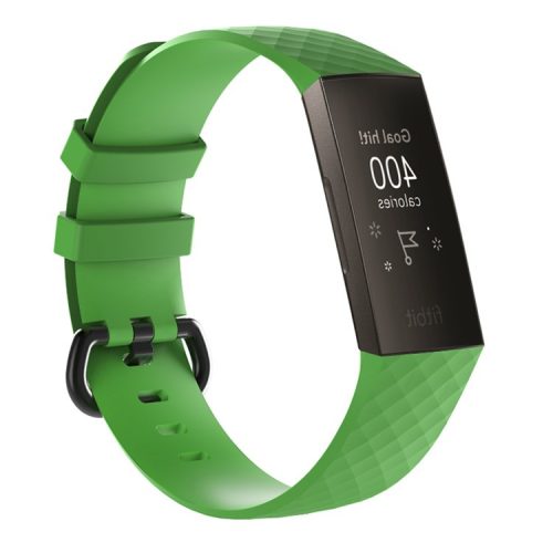 Flexible Silicone Replacement Wristwatch Band Strap for Fitbit Charge 3 - Size: L / Green