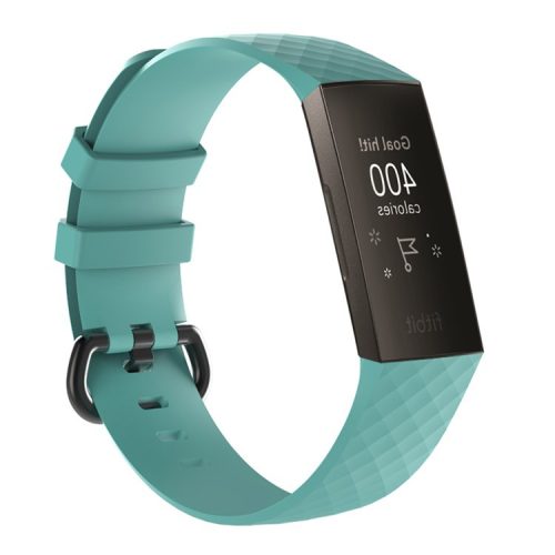 Flexible Silicone Replacement Wristwatch Band Strap for Fitbit Charge 3 - Size: L / Cyan