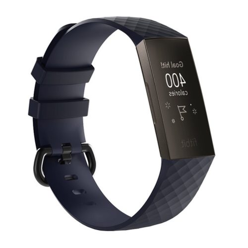 Flexible Silicone Replacement Wristwatch Band Strap for Fitbit Charge 3 - Size: L / Dark Blue