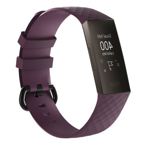 Flexible Silicone Replacement Wristwatch Band Strap for Fitbit Charge 3 - Size: L / Purple