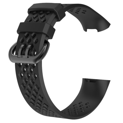 Soft Silicone Sports Watchband for Fitbit Charge 4 / 3, Size: L - Black