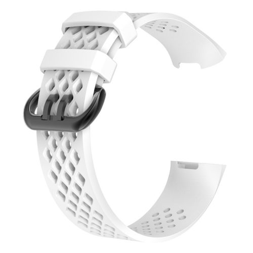 Flexible Silicone Sports Watchband for Fitbit Charge 4 / 3, Size: L - White