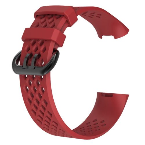 Flexible Silicone Sports Watch Wrist Band for Fitbit Charge 4 / 3, Size: L - Red