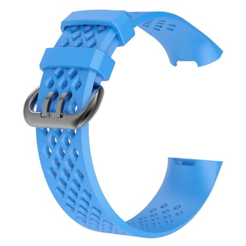 Soft Silicone Breathable Sports Wristband Strap for Fitbit Charge 4 / 3, Size: L - Baby Blue