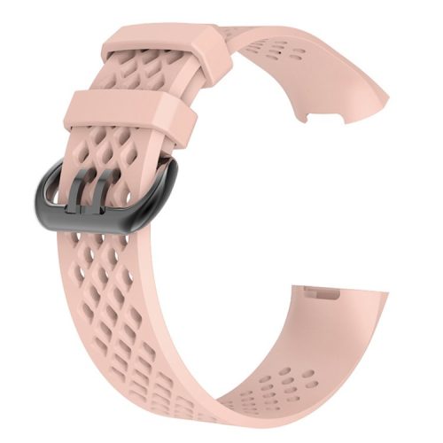 Breathable Hollow Silicone Sport Watch Band for Fitbit Charge 4 / 3, Size: S - Pink