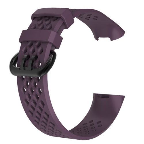 Breathable Hollow Silicone Watchband Strap for Fitbit Charge 4 / 3, Size: S - Purple