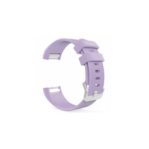 Soft Silicone Wrist Band for Fitbit Charge 2 Metal Buckle Smart Watch Strap - Purple