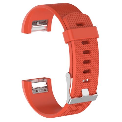 Soft Silicone Wrist Band for Fitbit Charge 2 Metal Buckle Smart Watch Strap - Orange