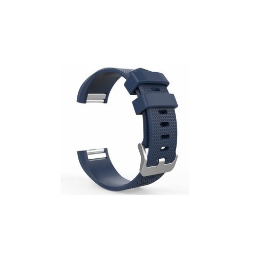 Soft Silicone Wrist Band for Fitbit Charge 2 Metal Buckle Smart Watch Strap - Dark Blue