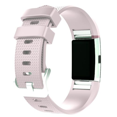 Soft Silicone Wrist Band for Fitbit Charge 2 Metal Buckle Smart Watch Strap - Light Purple