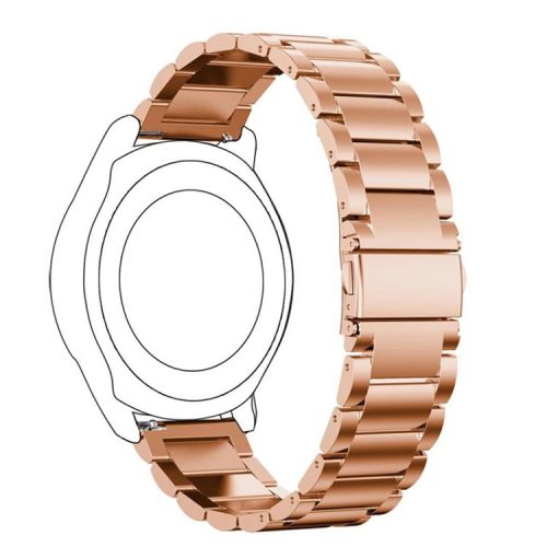 22mm Universal Classic Stainless Steel Watchband Wrist Strap for Samsung Gear S3 Frontier/Garmin Active Etc - Rose Gold