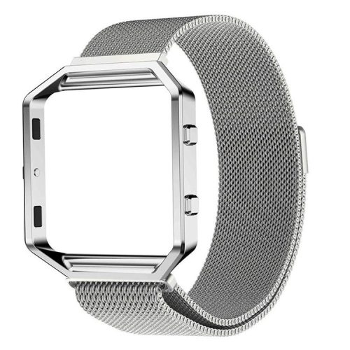 Luxury Milanese Stainless Steel Magnetic Watch Strap with Frame Housing for Fitbit Blaze - Silver Color