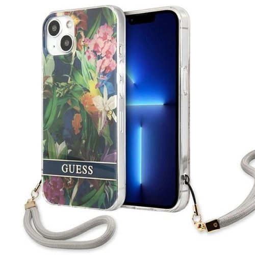 Guess GUHCP13MHFLSB iPhone 13 6.1" blue/blue hardcase Flower Strap