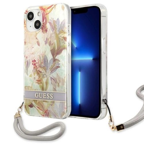 Guess GUHCP13SHFLSU iPhone 13 mini 5.4" purple/purple hardcase Flower Strap