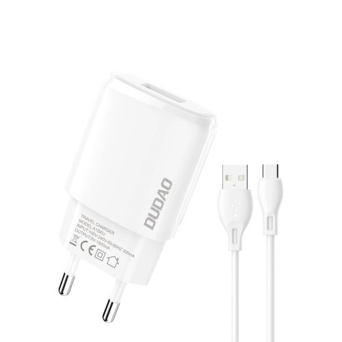 Dudao USB-A 7.5W wall charger + USB-A - USB-C cable 1m white (A1sEUT)