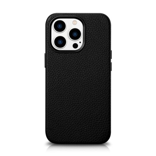 iCarer Litchi Premium Leather Case iPhone 14 Pro Magnetic Leather Case with MagSafe Black (WMI14220710-BK)