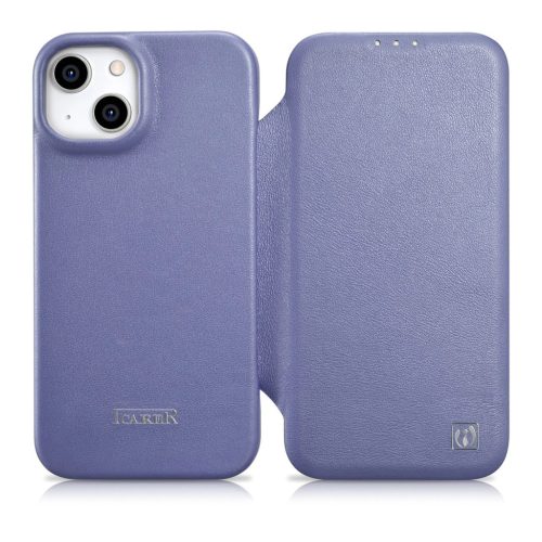 iCarer CE Premium Leather Folio Case iPhone 14 Magnetic Flip Leather Folio Case MagSafe Light Purple (WMI14220713-LP)