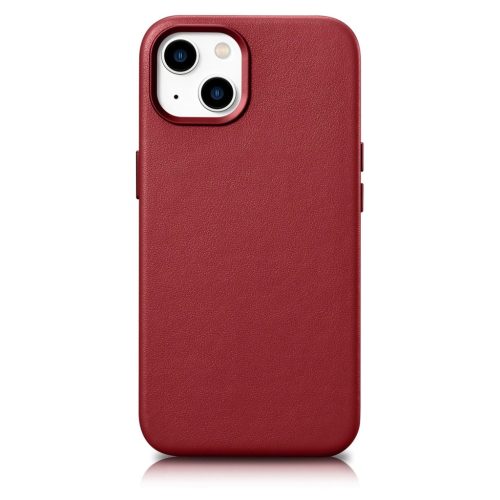 iCarer Case Leather case cover made of natural leather for iPhone 14 Plus red (compatible with MagSafe)