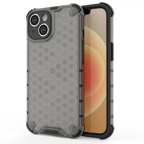 iPhone 14 Plus Szilikon Tok Ütésállókivitel Honeycomb Armor TPU Fekete