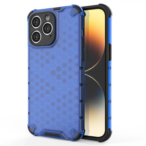 iPhone 14 Pro Max Szilikon Tok Ütésállókivitel Honeycomb Armor TPU Kék