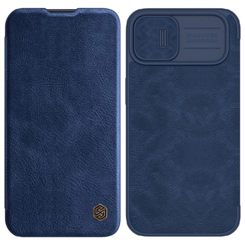 Nillkin Qin Leather Pro Case iPhone 14 Plus Camera Cover Holster Cover Flip Case Blue