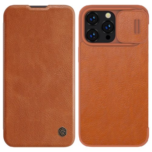 Nillkin Qin Leather Pro Case iPhone 14 Pro Max Camera Cover Holster Cover Flip Case Brown