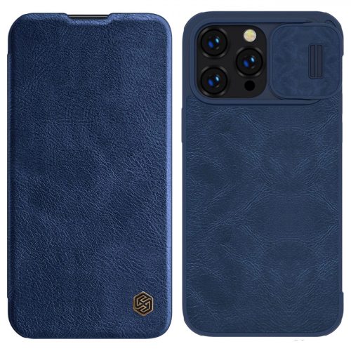 Nillkin Qin Leather Pro Case iPhone 14 Pro Max Camera Cover Holster Cover Flip Case Blue