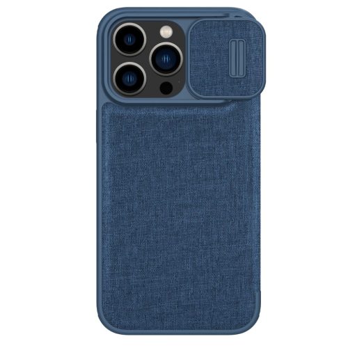 Nillkin Qin Cloth Pro Case Case for iPhone 14 Pro Max Camera Cover Holster Cover Flip Case Blue