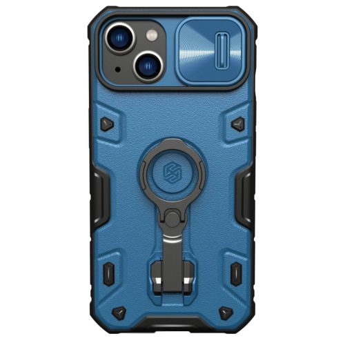 Nillkin CamShield Armor Pro Case iPhone 14 case armored cover with camera cover ring stand blue