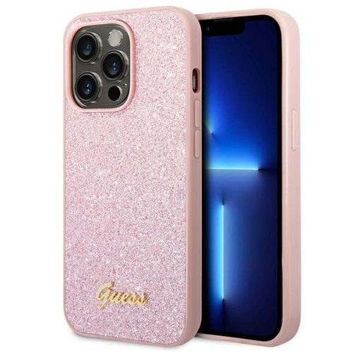 Guess GUHCP14LHGGSHP iPhone 14 Pro 6,1" różowy/pink hard case Glitter Script