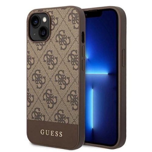 Guess GUHCP14SG4GLBR iPhone 14 6,1" brązowy/brown hard case 4G Stripe Collection