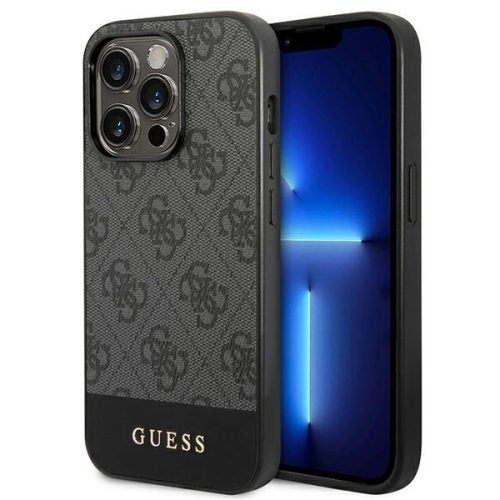 Guess GUHCP14LG4GLGR iPhone 14 Pro 6,1" szary/grey hard case 4G Stripe Collection