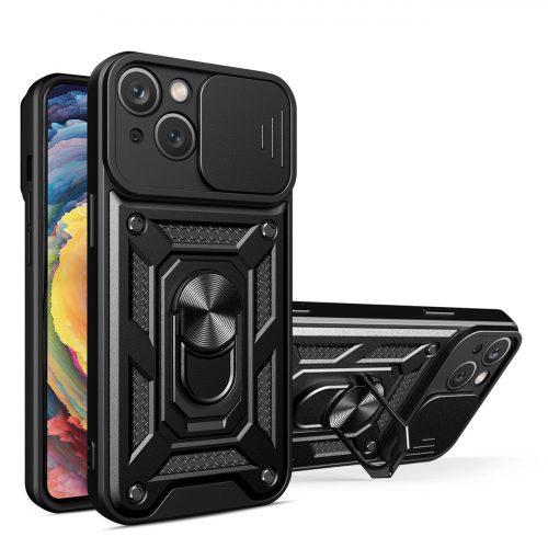 Apple iPhone 14 Plus Ütésálló Tok Camshield Armored Lencsevédővel Lens Protector Fekete