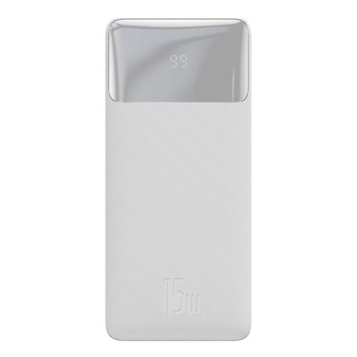 Baseus Bipow powerbank with display 10000mAh 15W white (Overseas Edition) + USB-A - Micro USB cable 0.25m white (PPBD050002)