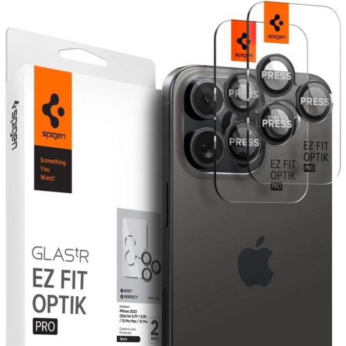 Spigen OPTIK.TR ”EZ FIT” CAMERA PROTECTOR 2-PACK IPHONE 14 PRO / 14 PRO MAX / 15 PRO / 15 PRO MAX BLACK