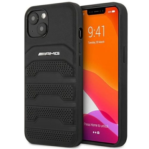 AMG AMHCP14MGSEBK iPhone 14 Plus 6,7 "black / black hardcase Leather Debossed Lines