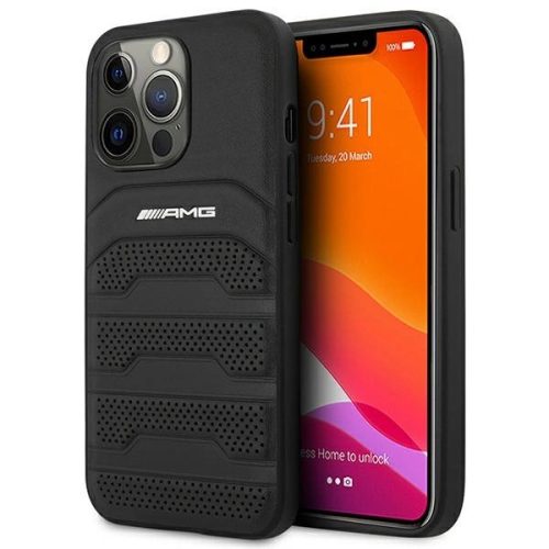 AMG AMHCP14XGSEBK iPhone 14 Pro Max 6,7 "black / black hardcase Leather Debossed Lines