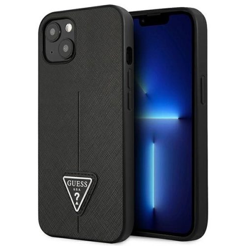 Guess GUHCP13SPSATLK iPhone 13 mini 5,4 "black / black hardcase SaffianoTriangle Logo