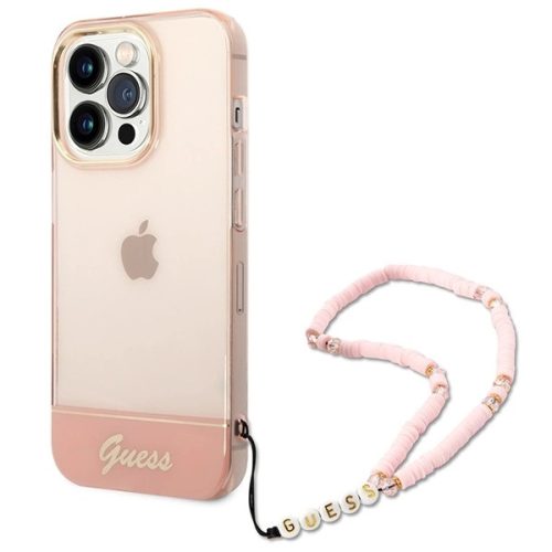 Guess GUHCP14LHGCOHP iPhone 14 Pro 6.1" pink/pink hardcase Translucent Pearl Strap