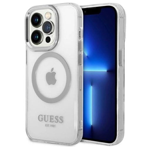 Guess GUHMP14LHTRMS iPhone 14 Pro 6.1" silver/silver hard case Metal Outline Magsafe