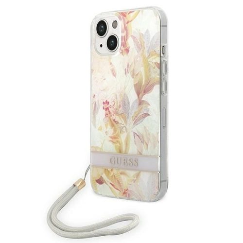 Guess GUOHCP14SHFLSU iPhone 14 6.1 "purple / purple hardcase Flower Strap