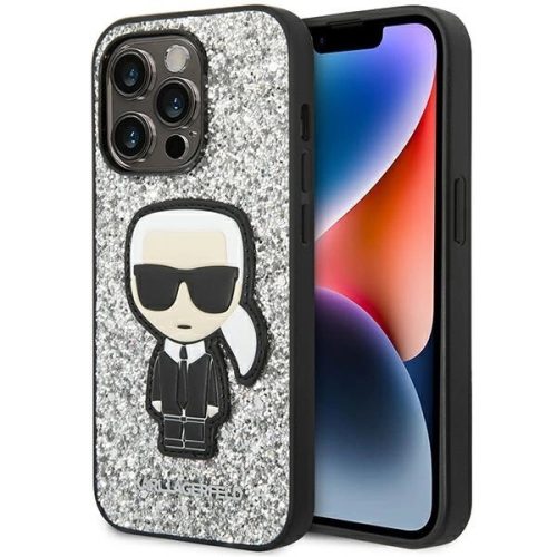 Karl Lagerfeld KLHCP14LGFKPG iPhone 14 Pro 6.1 "hardcase silver / silver Glitter Flakes Ikonik