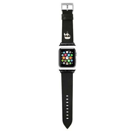 Karl Lagerfeld KLAWMOKHK Apple Watch strap 38/40 / 41mm black / black strap Saffiano Karl Heads