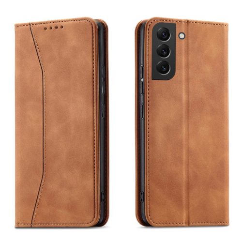 Magnet Fancy Case for Samsung Galaxy S23 Ultra cover with flip wallet stand brown