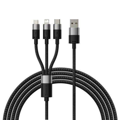 3in1 USB - micro USB / Lightning / USB C 3.5A 1.2m cable Baseus StarSpeed - black